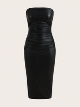 Split Thigh PU Leather Tube Bodycon Dress
